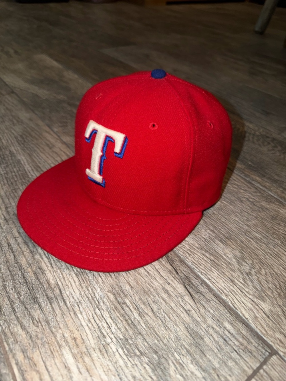 Texas Rangers New Era Red Baseball Cap with White & Blue 'T' Logo